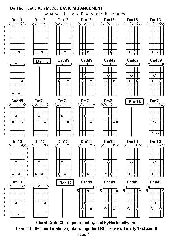 Chord Grids Chart of chord melody fingerstyle guitar song-Do The Hustle-Van McCoy-BASIC ARRANGEMENT,generated by LickByNeck software.